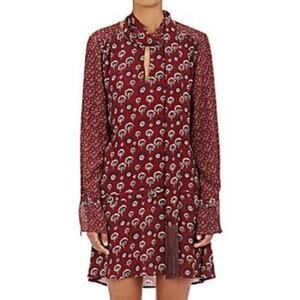 Warm laurel floral dandelion print long sleeve dress